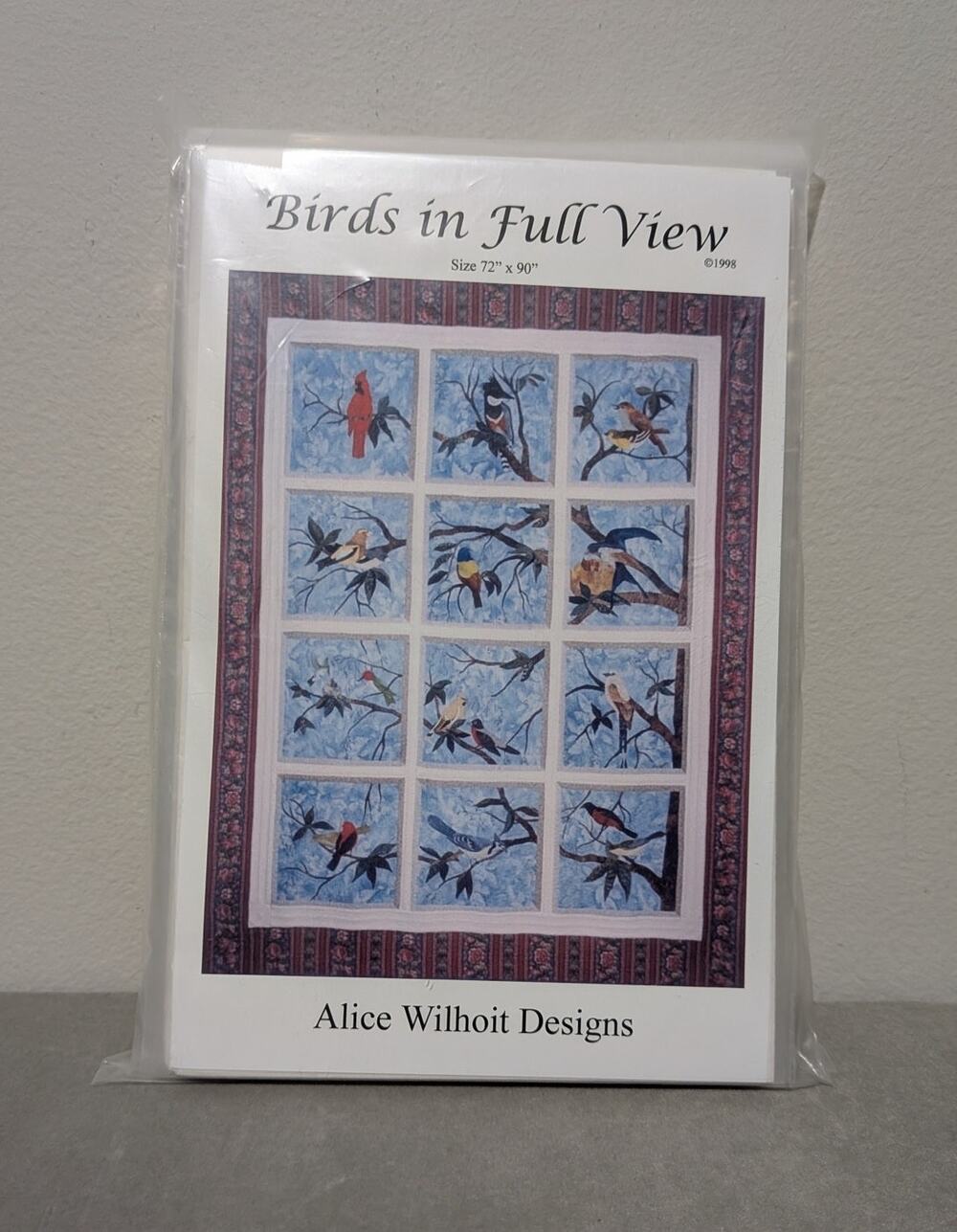 Alice Wilhoit Designs Birds in Full View Applique Quilt Pattern 72x90 Unopened